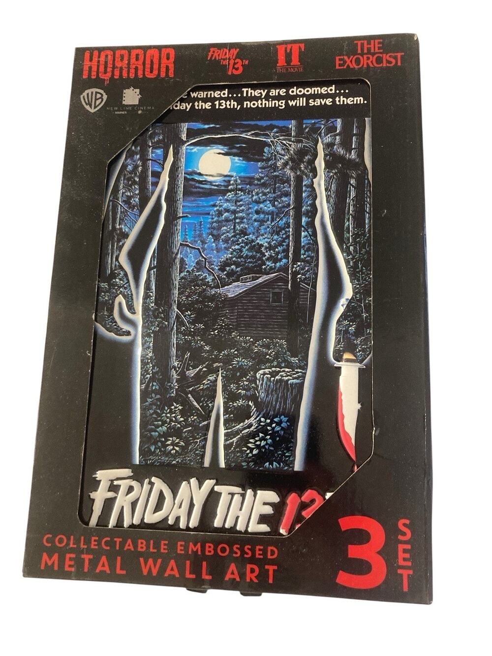 Friday The 13th IT The Exorcist Embossed Metal Wall Art 3pc Set Horror Movie